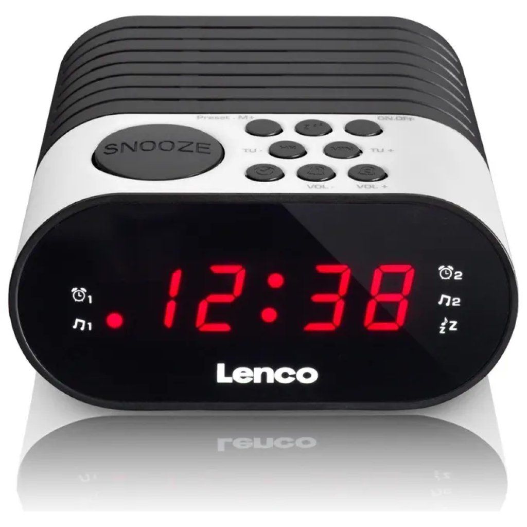 Lenco CR-07 Radiosveglia Digitale FM Nero e Bianco