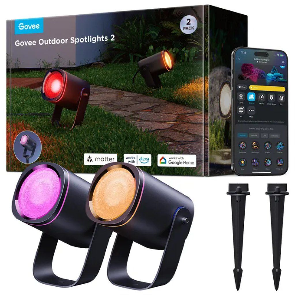 Govee H7093311 Faretto LED smart Bluetooth 700 lm IP67 nero