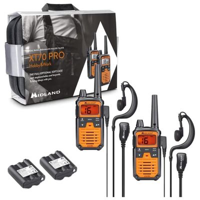 Midland XT70 PRO Coppia di Walkie Talkie PMR446, 101 Canali, IPX4, Nero Midland XT70 PRO Coppia di Walkie Talkie PMR446, 101 Canali, IPX4, Nero