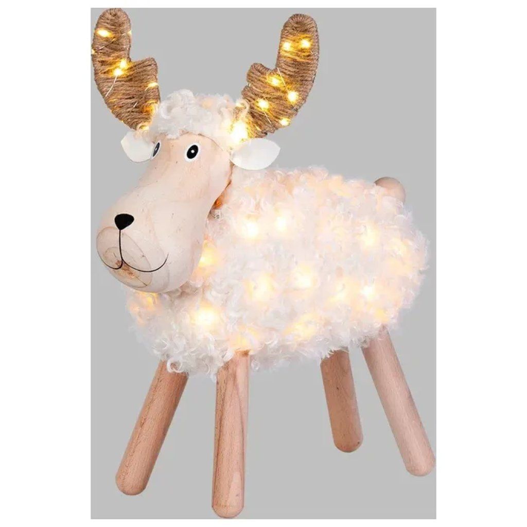 Lotti XD130-1 Pecorella Luminosa Bianca in Legno e Pelo, 8 Effetti LED, 29 x 45 cm Lotti XD130-1 Pecorella Luminosa Bianca in Legno e Pelo, 8 Effetti LED, 29 x 45 cm