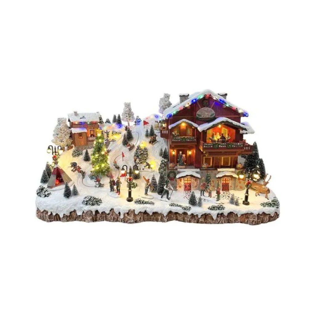 Kaemingk Villaggio Natalizio Illuminato con Chalet, Movimento e Musica