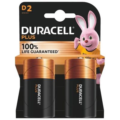 Duracell Plus 100 – Batterie alcaline formato D, 1,5 V, blister da 2