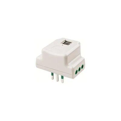 Fanton 87800 Adattatore Triplo con 3 Prese Italiane e 2 USB, Bianco