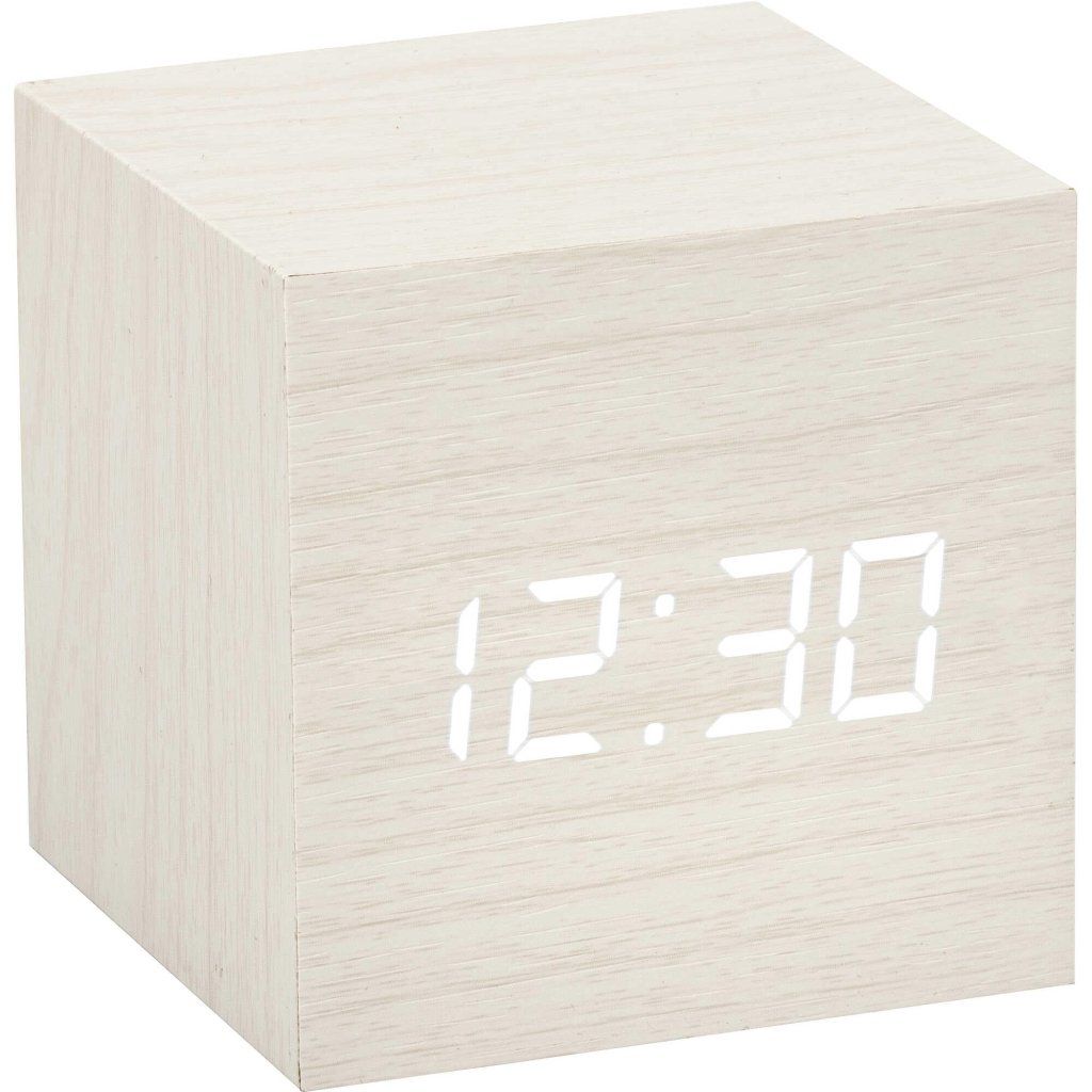 Lowell JD-9537 Sveglia Digitale LED Effetto Legno Bianco con USB