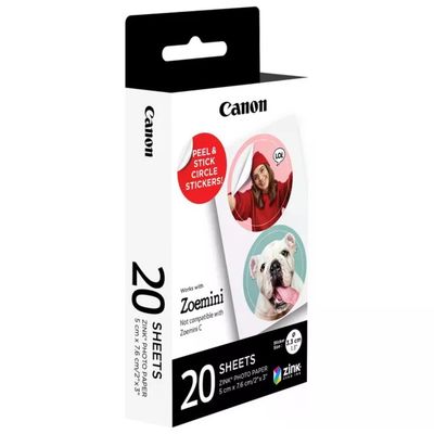 Canon ZINK – 20 fogli fotografici adesivi rotondi da 3,3 cm