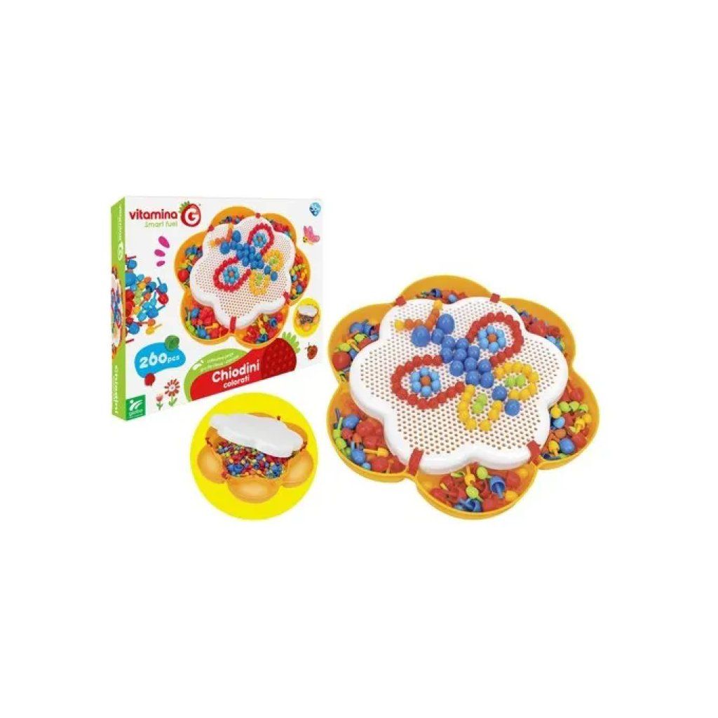GLOBO Vitamina G Gioco Creativo con Chiodini a Fiore, 260 Pezzi GLOBO Vitamina G Gioco Creativo con Chiodini a Fiore, 260 Pezzi