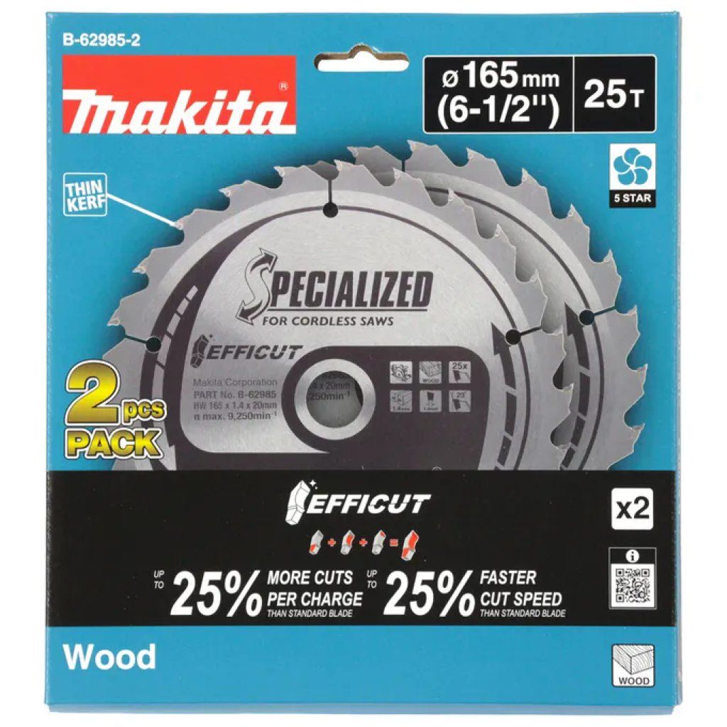 Makita B-62985-2 Lama circolare EFFICUT 165 mm, 25 denti