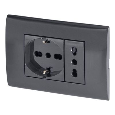 Poly Pool Kit Presa da Incasso Schuko e Bivalente con Placca Nera Poly Pool Kit Presa da Incasso Schuko e Bivalente con Placca Nera