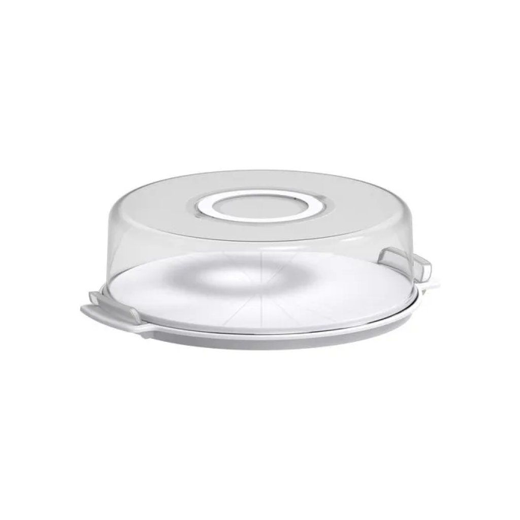 Guzzini Chef Line Porta Torta Basso 33 cm con Coperchio, Bianco