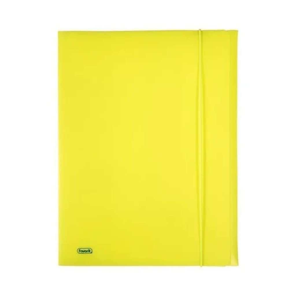Favorit Cartella Portadocumenti a 3 Lembi con Elastico, 24 × 33 cm, Giallo Fluo Favorit Cartella Portadocumenti a 3 Lembi con Elastico, 24 × 33 cm, Giallo Fluo