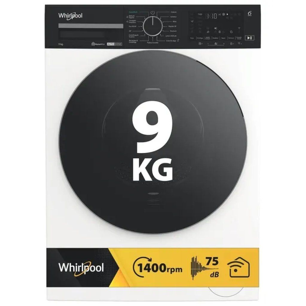 Whirlpool WPM 97W ADS IT Lavatrice SenseWash 9 kg, 1400 giri, Classe A, WiFi, AutoDose e Vapore