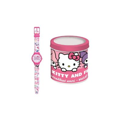 DS IMPORT Orologio analogico Hello Kitty con scatola di latta
