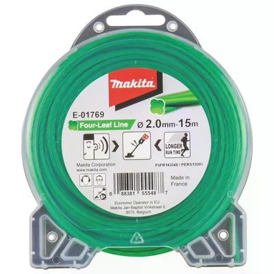 Makita E-01769 Filo per decespugliatore a 4 lobi, 2 mm, 15 m Makita E-01769 Filo per decespugliatore a 4 lobi, 2 mm, 15 m