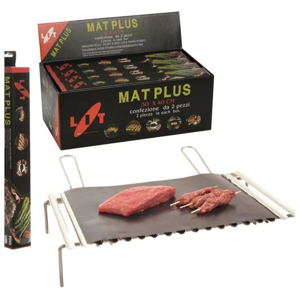 LIT GAS PLUS Set 2 Tappetini Antiaderenti per Barbecue, Forno e Microonde 40 × 30 cm