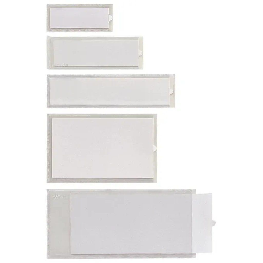 SEI ROTA 320414 Portaetichette adesive trasparenti in PVC, 6,5 × 14 cm, 100 pezzi