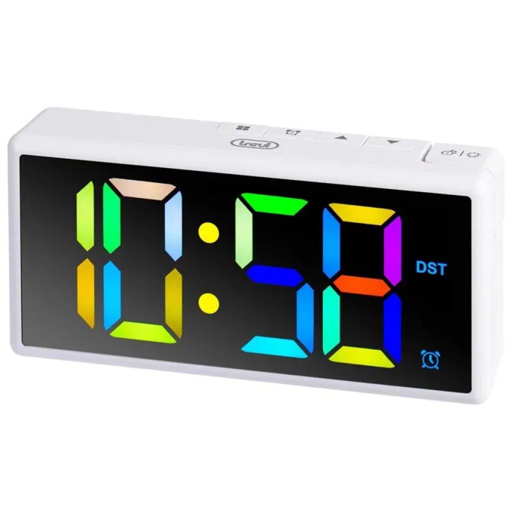 Trevi EC 886 Sveglia Digitale LED Multicolore con Porta USB, Snooze e Dimmer – Bianca Trevi EC 886 Sveglia Digitale LED Multicolore con Porta USB, Snooze e Dimmer – Bianca