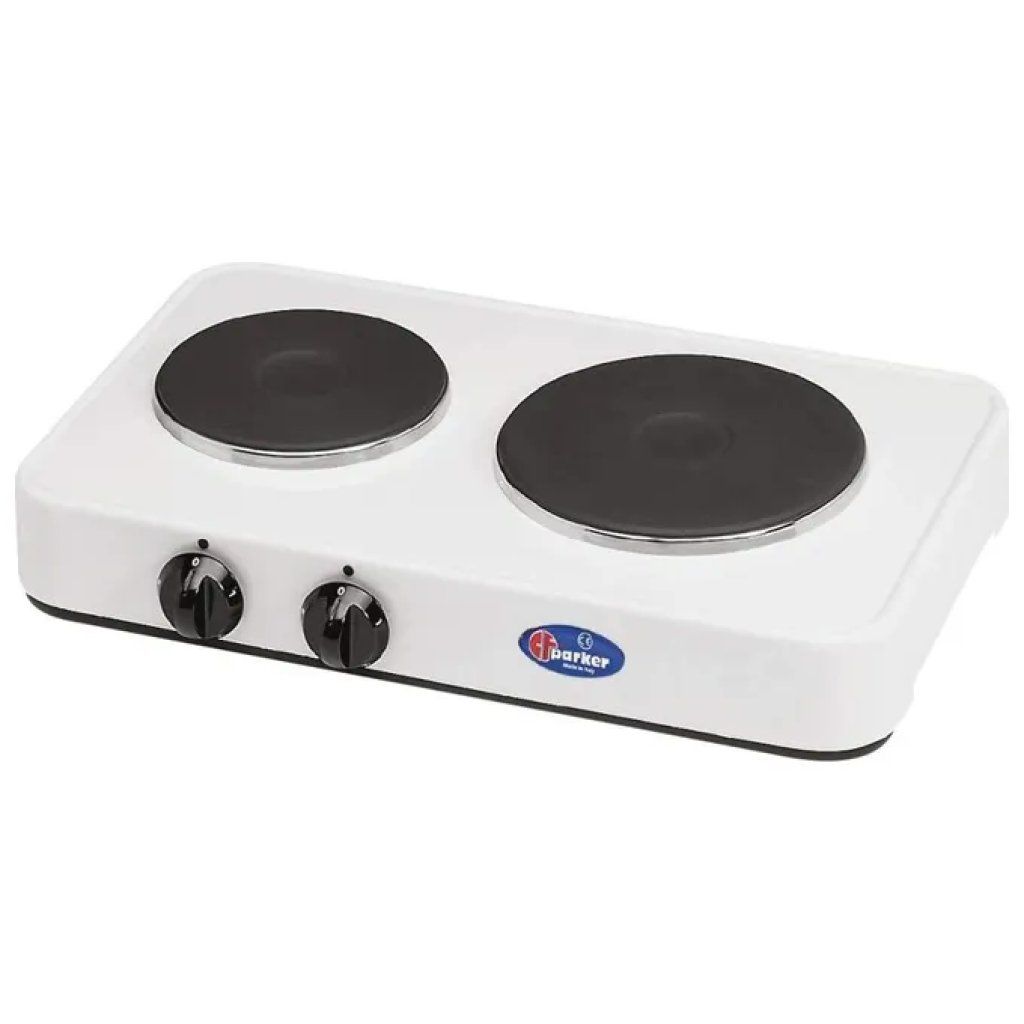 CF Parker 5322P Fornello Elettrico a 2 Piastre, 1000/1500 W, Bianco