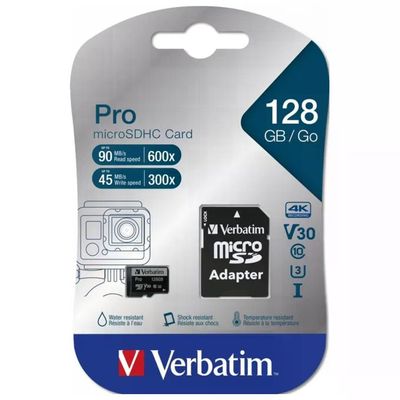 Verbatim Pro microSDXC 128 GB UHS-I U3 V30 con adattatore SD
