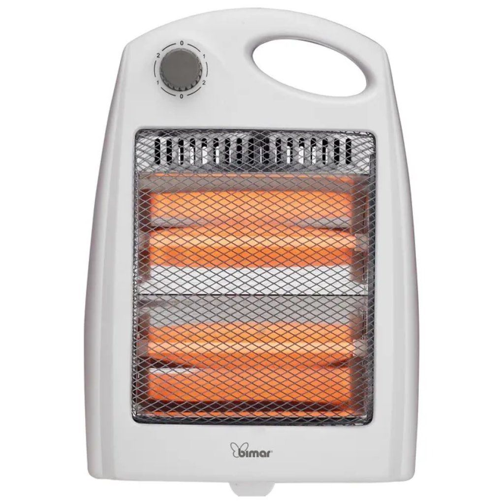 Bimar HR304 Stufa Elettrica al Quarzo 800 W, 2 Potenze, Bianco-Grigio