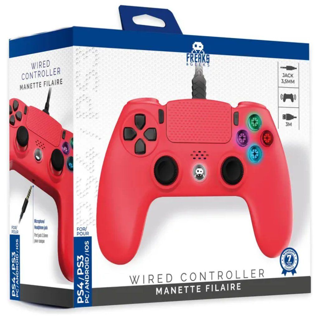 Freaks and Geeks 140061H Controller Cablato Rosso per PS4, PS3 e PC Freaks and Geeks 140061H Controller Cablato Rosso per PS4, PS3 e PC
