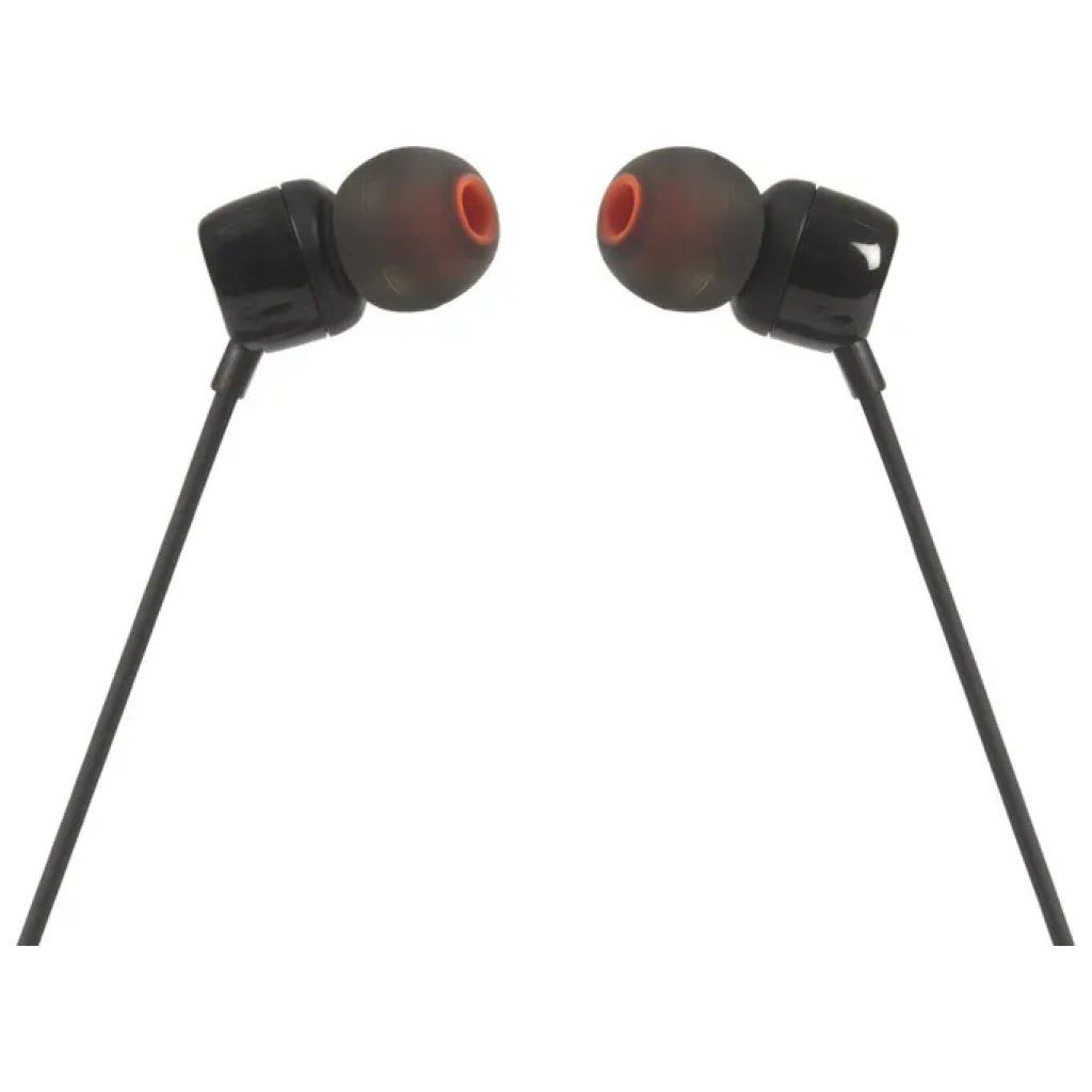 JBL TUNE 110 Auricolari In-Ear Cablati con Microfono, Jack 3,5 mm, Nero