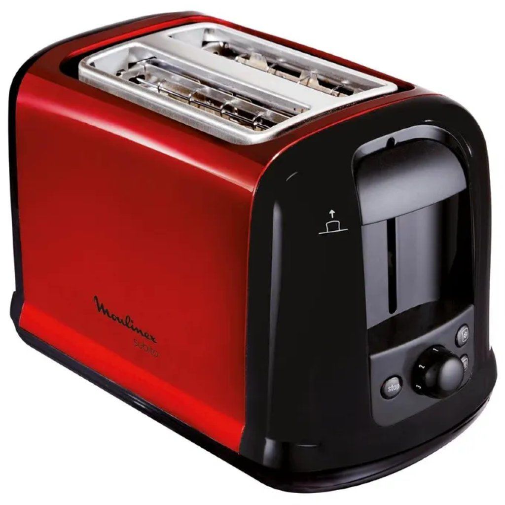 Moulinex LT261D Subito Tostapane 2 Fette, 850 W, Nero e Rosso