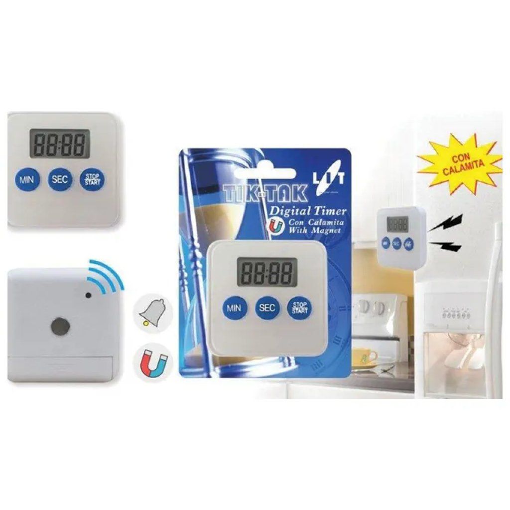 LIT GAS Timer contaminuti digitale LIT GAS con calamita, bianco