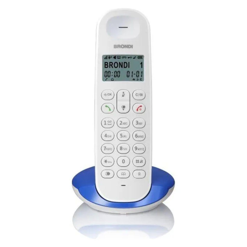 Brondi Lotus Telefono Cordless ECO DECT, Bianco e Blu Brondi Lotus Telefono Cordless ECO DECT, Bianco e Blu
