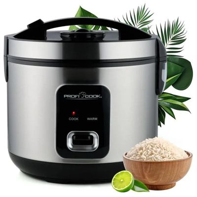 ProfiCook PC-RK 1285 Cuociriso e Vaporiera 2 in 1, 1,8 L, 700 W, Nero e Argento