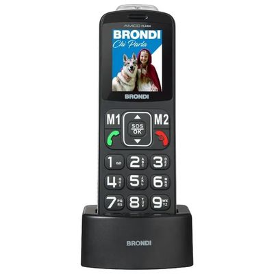 Brondi Amico Flash Nero, cellulare per anziani Dual SIM