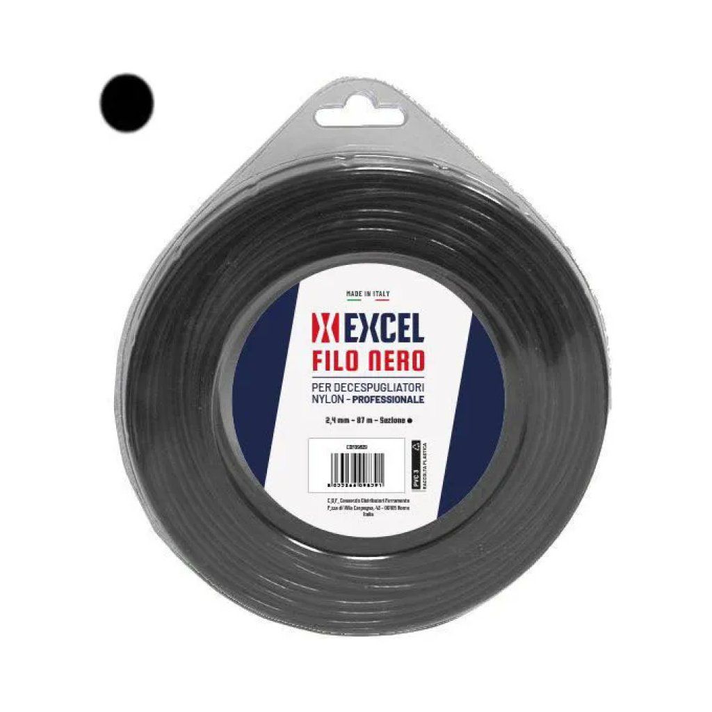 EXCEL 09839 Filo per Decespugliatore in Nylon Nero, Tondo, 2,4 mm x 87 m