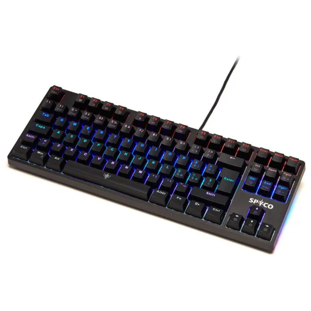 SPYCO Tastiera Gaming Meccanica 87 Tasti, Layout Italiano, Switch Marroni Outemu RGB