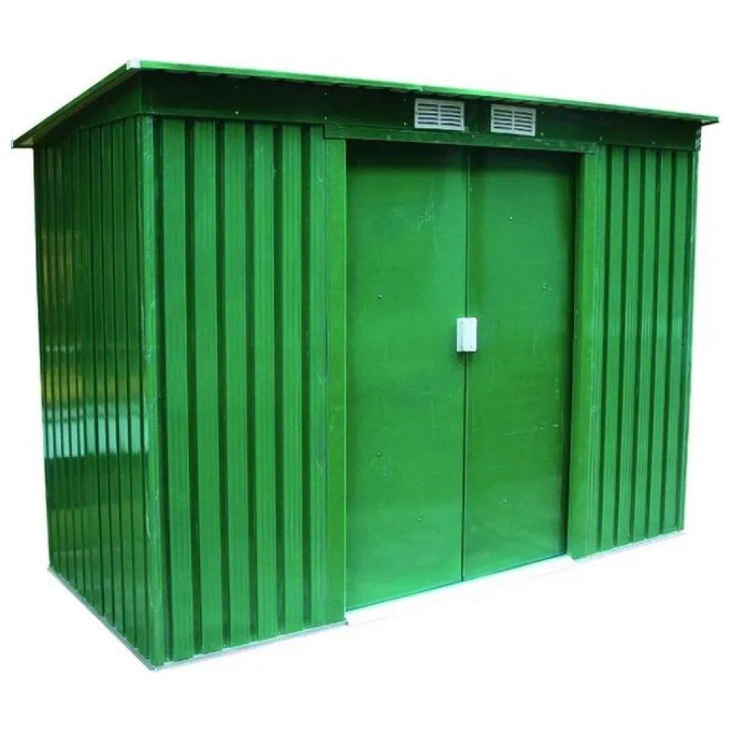 VIGOR-BLINKY 79692-10 Casetta da Giardino in Lamiera Ambra Verde, 201 × 121 × 176 cm