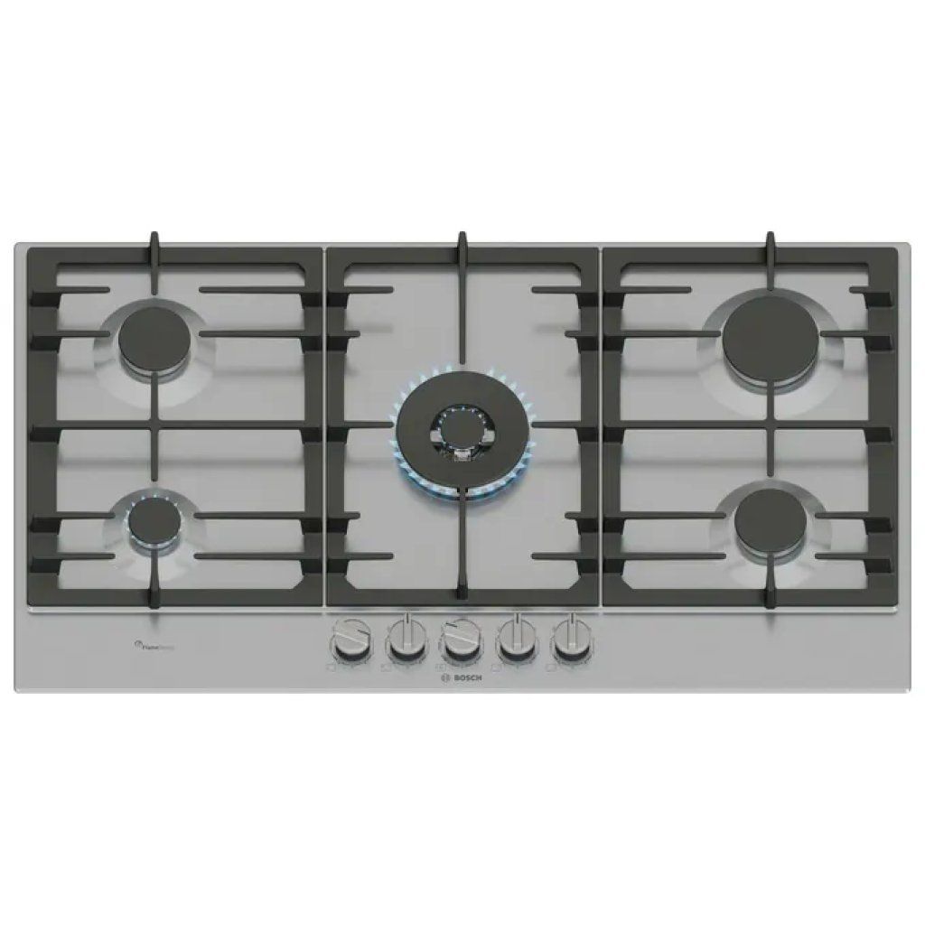 Bosch PCR9A5I90 Serie 6 Piano cottura a gas 90 cm 5 fuochi Wok centrale FlameSelect griglie in ghisa