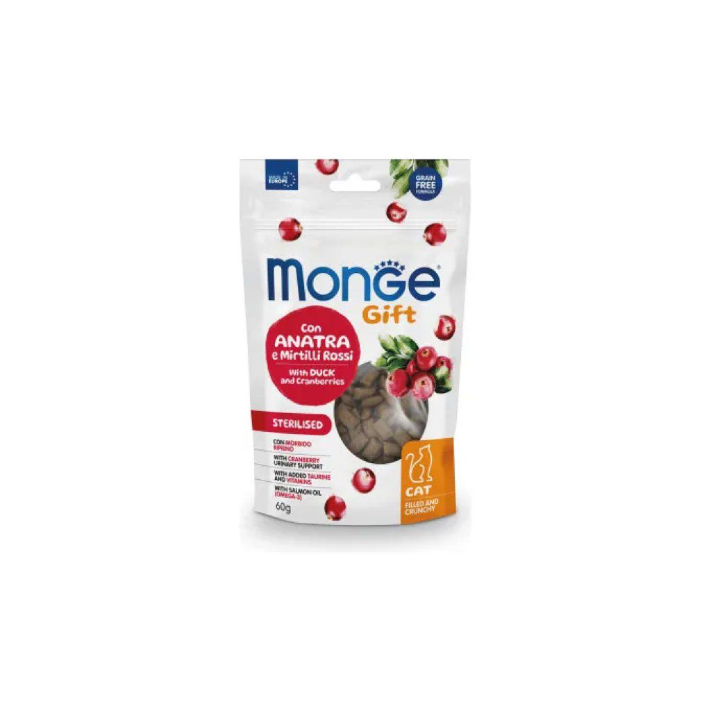 Monge Gift Snack per Gatti Adulti con Anatra e Mirtilli Rossi, 60 g Monge Gift Snack per Gatti Adulti con Anatra e Mirtilli Rossi, 60 g