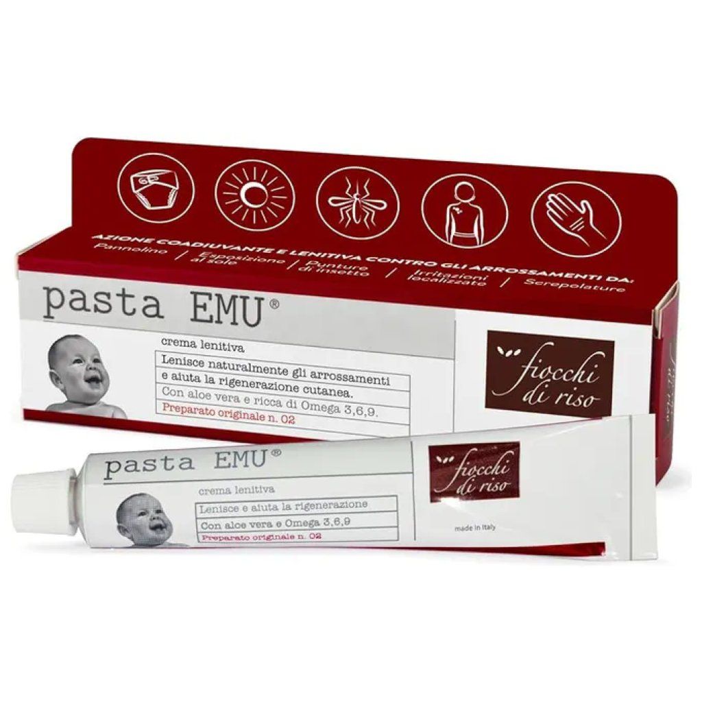 Fiocchi di Riso Pasta EMU Crema Lenitiva Cambio Pannolino, 2 x 30 ml