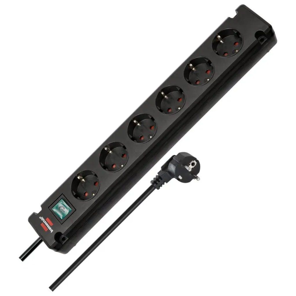 Brennenstuhl Bremounta Presa Multipla 6 Prese, Cavo 3 m, Nera con Interruttore