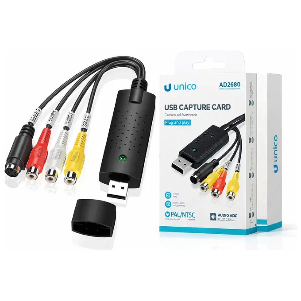 Unico Scheda di Acquisizione Video USB con RCA e S-Video