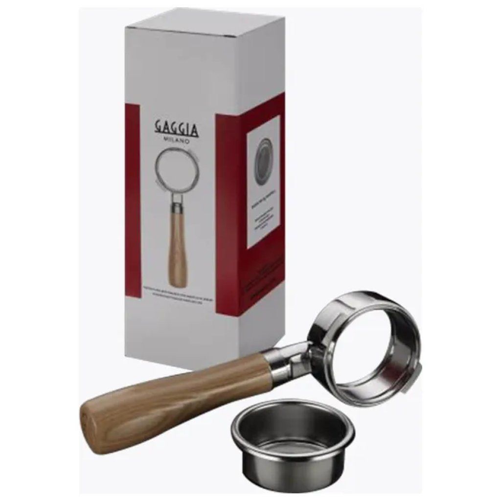 Gaggia 21296627000 Portafiltro in Acciaio Inox e Legno di Frassino