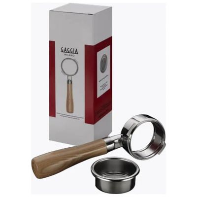 Gaggia 21296627000 Portafiltro in Acciaio Inox e Legno di Frassino