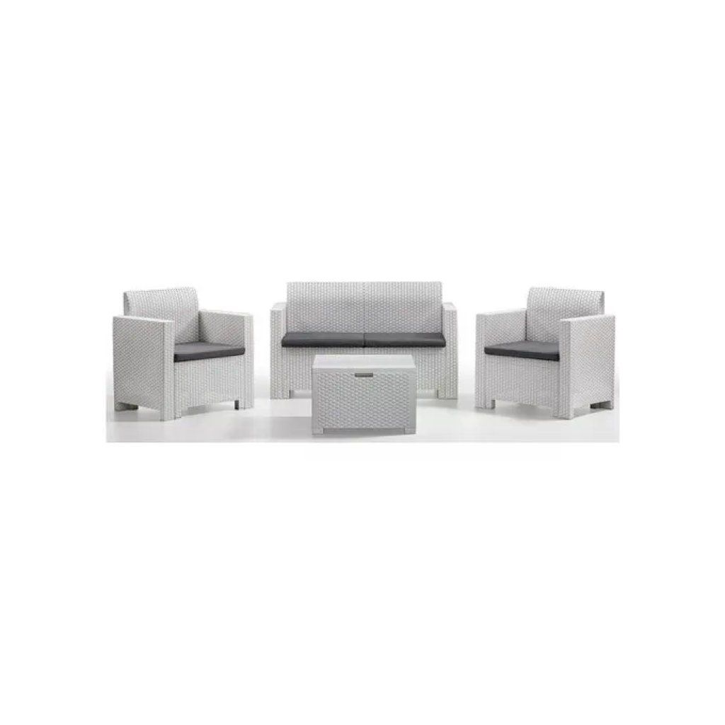 BICA Set da Giardino BICA Nebraska in Rattan Bianco con Cuscini