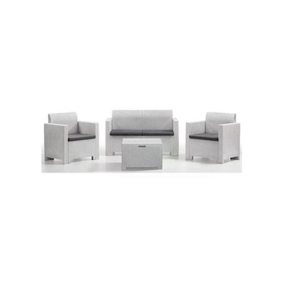 BICA Set da Giardino BICA Nebraska in Rattan Bianco con Cuscini