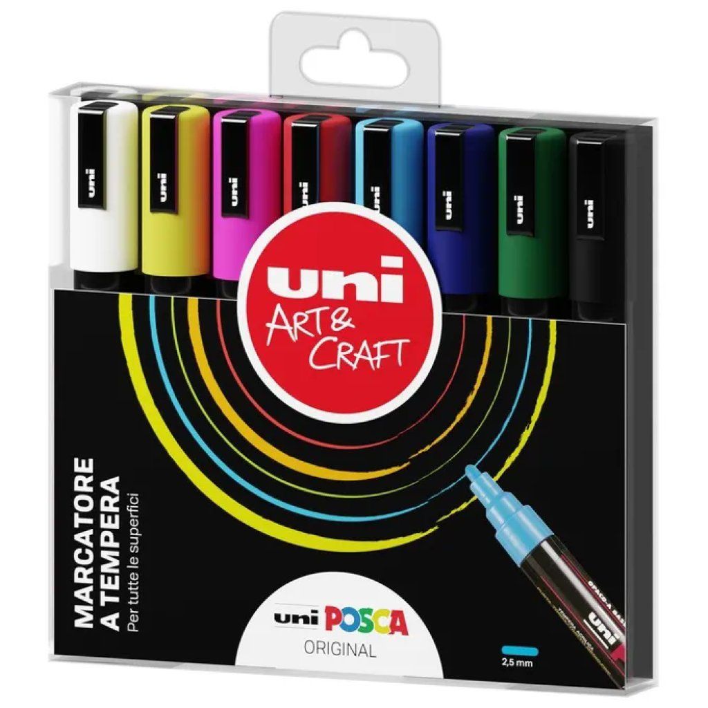 OSAMA Uni Posca Original – Set da 8 pennarelli punta media 2,5 mm, colori pastello