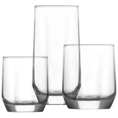 LAV Set di 3 Bicchieri in Vetro Trasparente, 240 ml