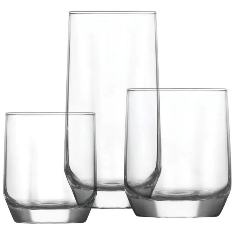 LAV Set di 3 Bicchieri in Vetro Trasparente, 240 ml