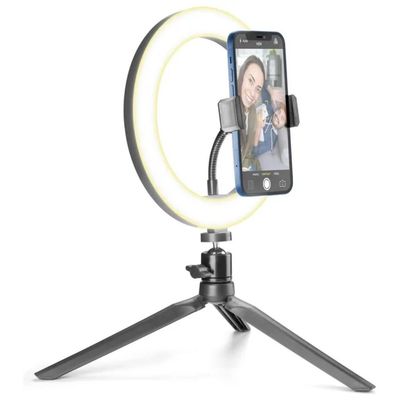 Cellularline Selfie Ring LED con Treppiede per Smartphone, 3 Modalità , Nero Cellularline Selfie Ring LED con Treppiede per Smartphone, 3 Modalità , Nero