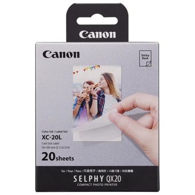 Canon XC-20L Carta Adesiva e Inchiostro per SELPHY QX20, 20 Stampe 5,4 × 8,5 cm