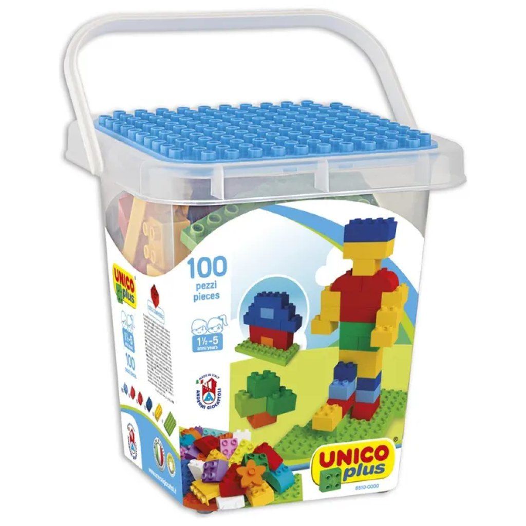 Androni Giocattoli 8510 – Secchiello da 100 pezzi Unico Plus