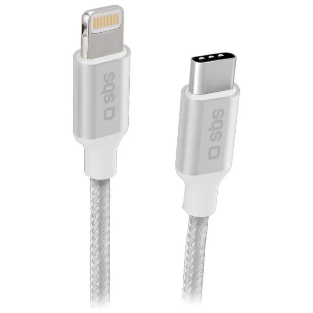 SBS Cavo USB-C a Lightning 1 m, intrecciato argento SBS Cavo USB-C a Lightning 1 m, intrecciato argento