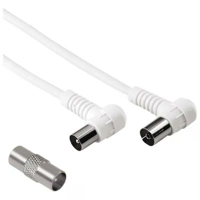 Hama Cavo Antenna Coassiale 1,5 m 90° M/F con Adattatore Hama Cavo Antenna Coassiale 1,5 m 90° M/F con Adattatore